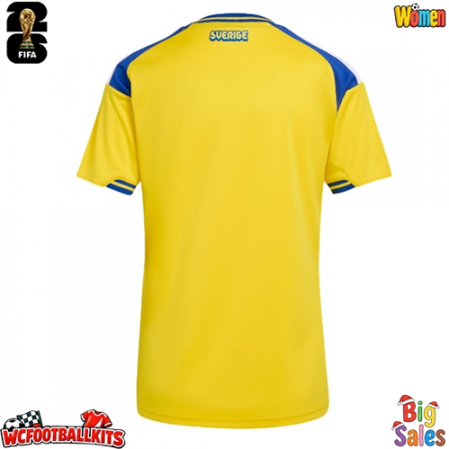 Sweden Replica Home Stadium Shirt for Women World Cup 2026 Short Sleeve